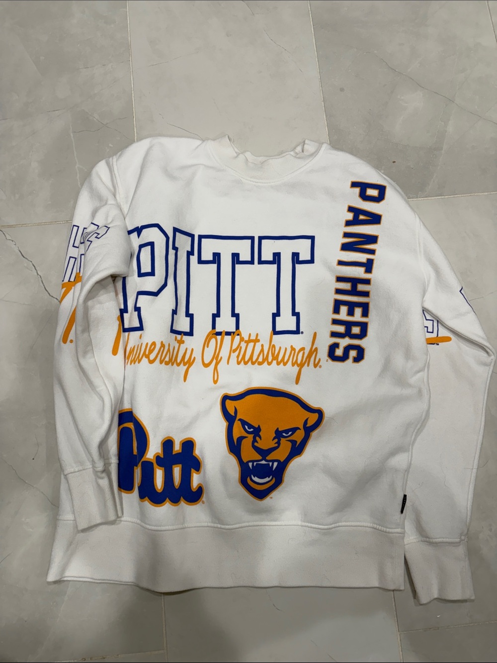 University of Pittsburgh PITT Panthers White Crewneck Sweatshirt